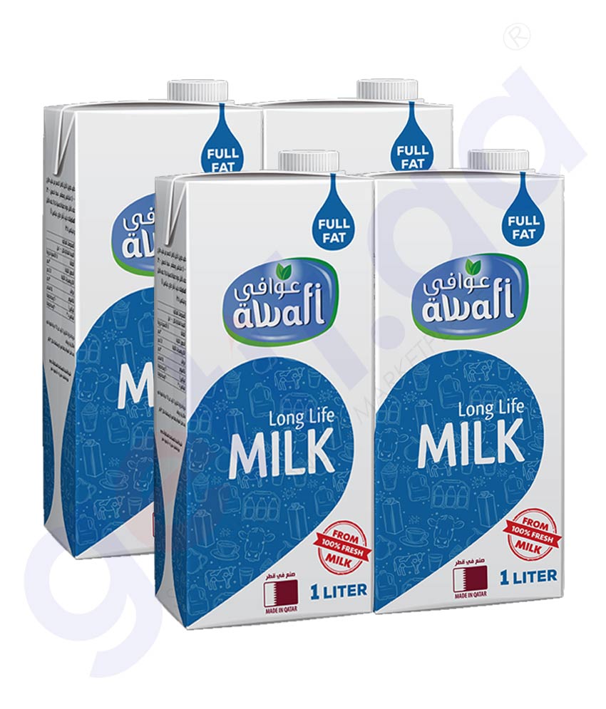 Buy Awafi Long LIfe Milk 1Ltrx4Pcs Online in Doha Qatar
