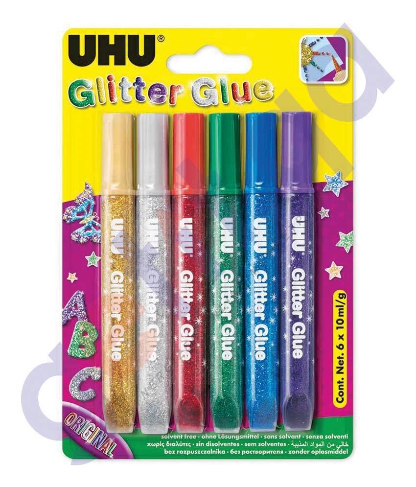 Getit Qa Buy Uhu Glitter Glue 6x10ml No39040 Online In Qatar