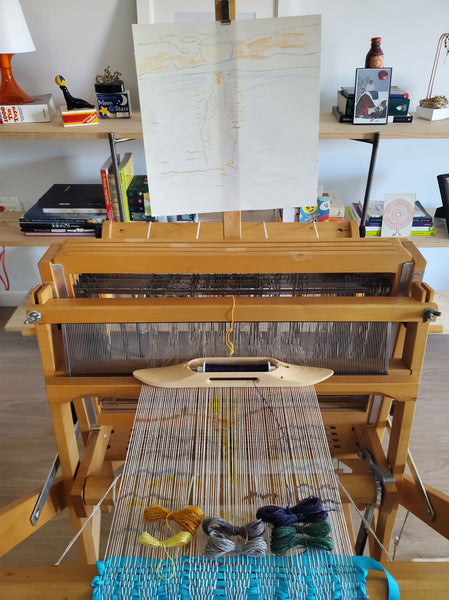 tapestry weaving with Array on floor loom