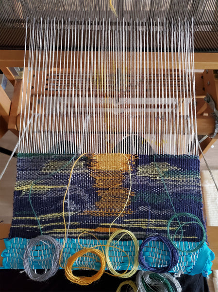 Miriam Vergara tapestry weaving on floor loom