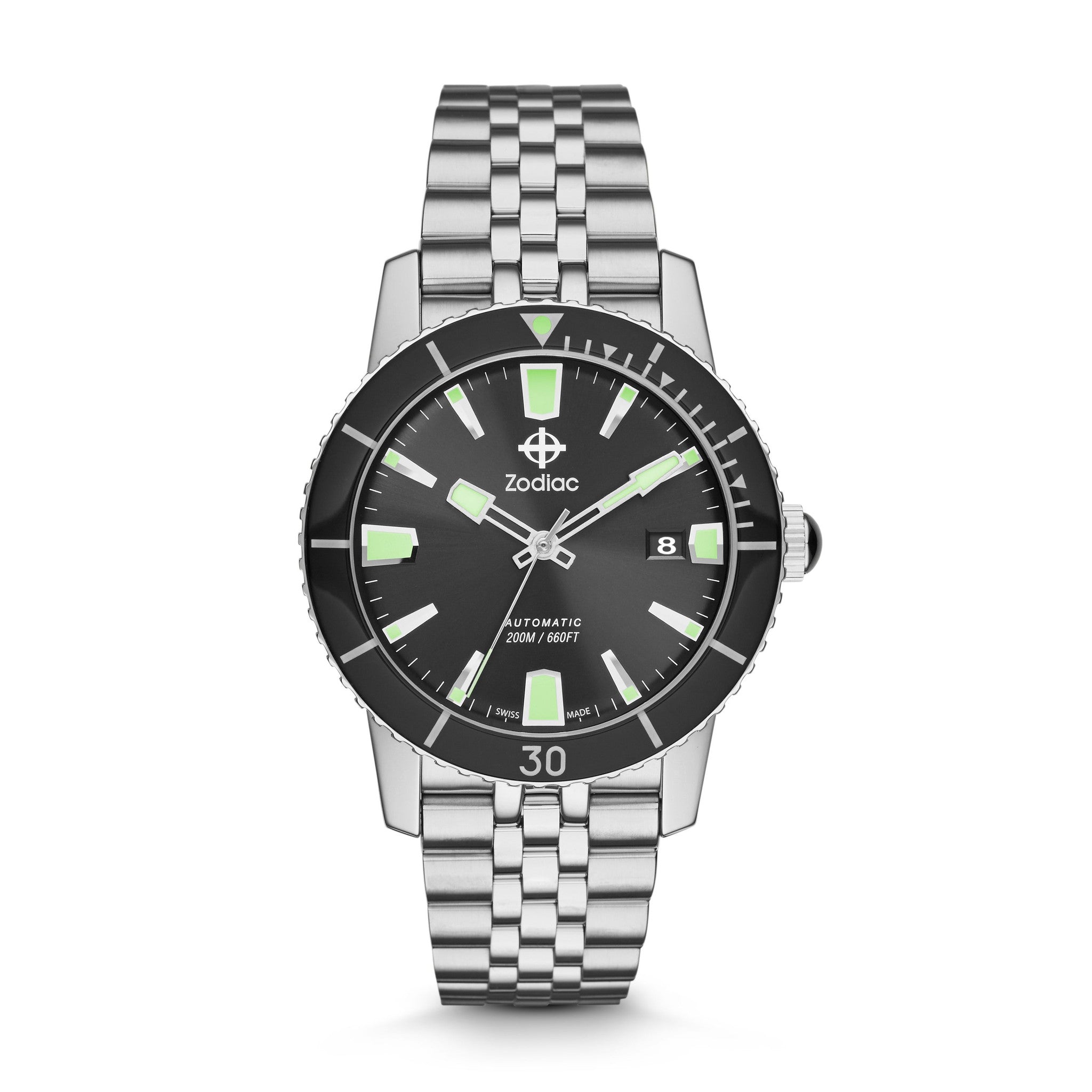 SUPER SEA WOLF 53 COMPRESSION AUTOMATIC STAINLESS STEEL WATCH – Zodiac