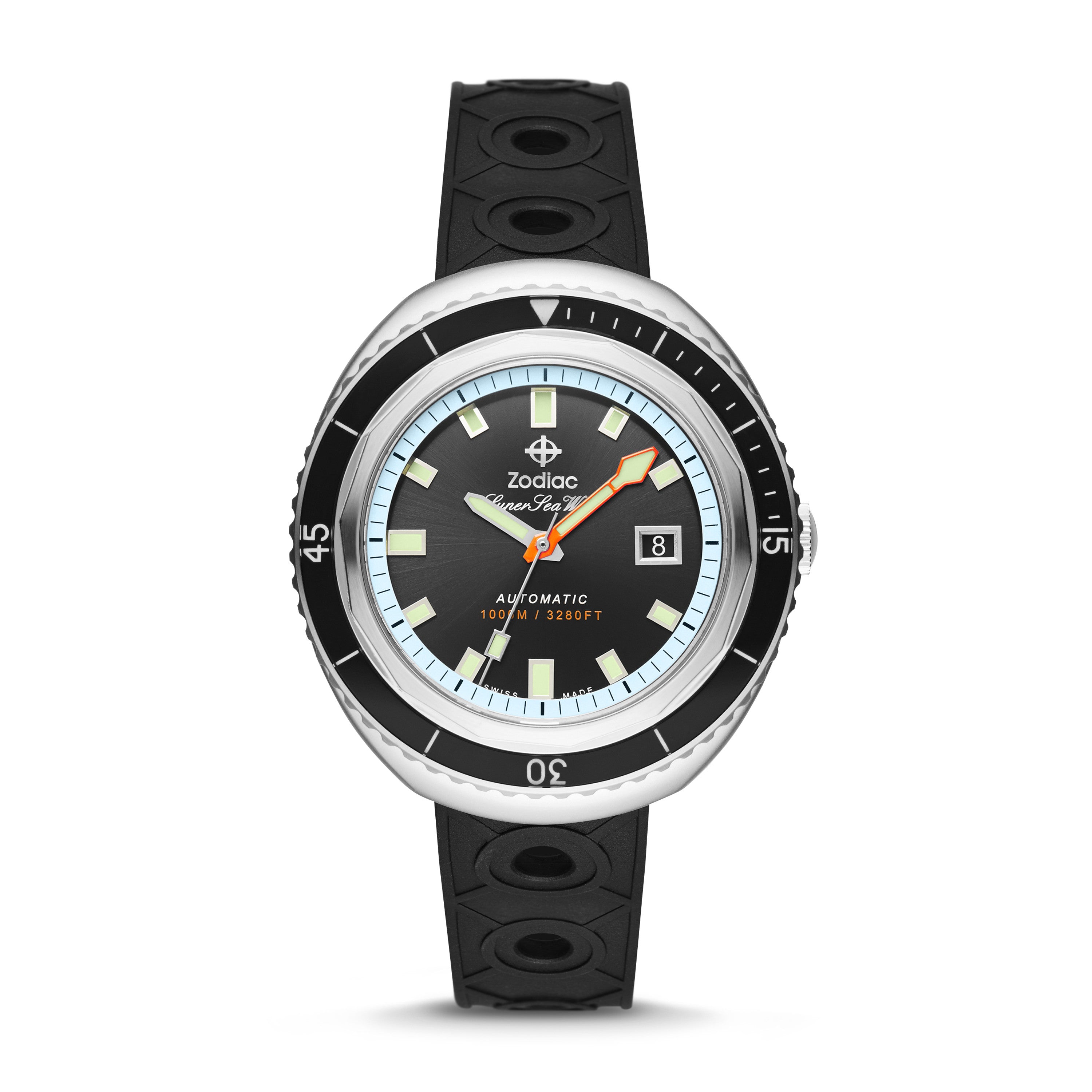 SUPER SEA WOLF 68 SATURATION AUTOMATIC BLACK CAOUTCHOUC RUBBER WATCH