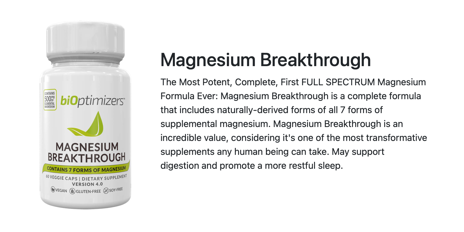 Magnesium Breakthrough Supplement Description