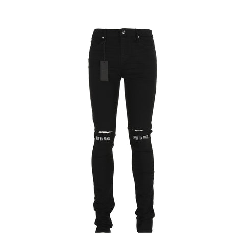 Purple-Brand P001 Black Oil Spill Men's Jeans