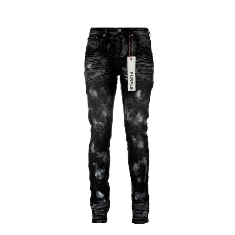 Purple-Brand P001 Black Oil Spill Men's Jeans