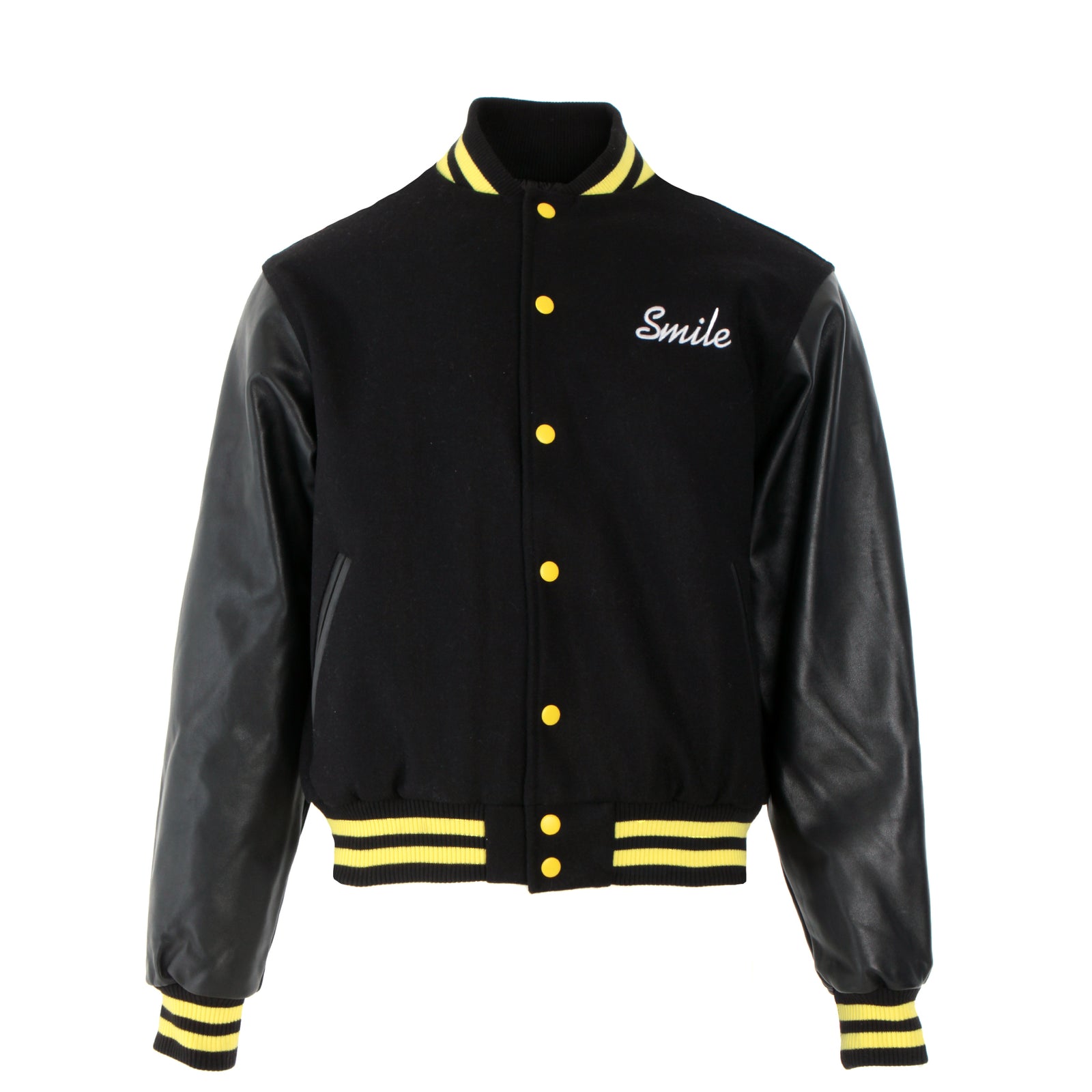 Chinatown Market Black/Yellow Smiley Varsity Men's Jacket