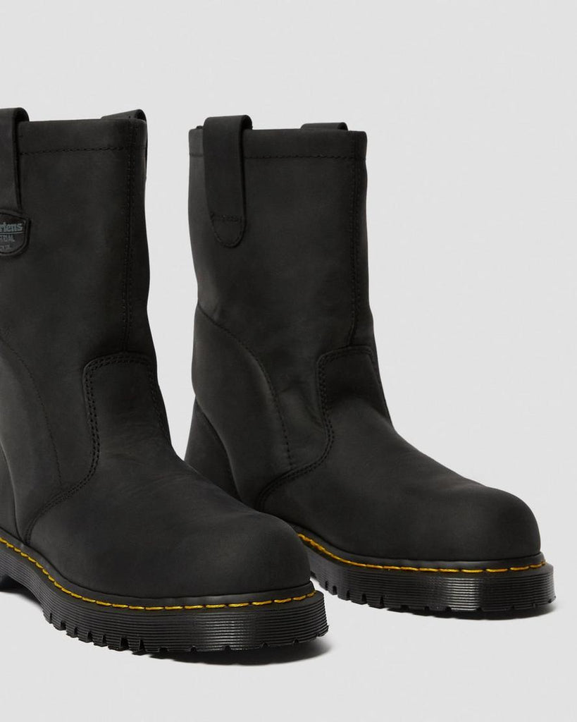 black wellington work boots