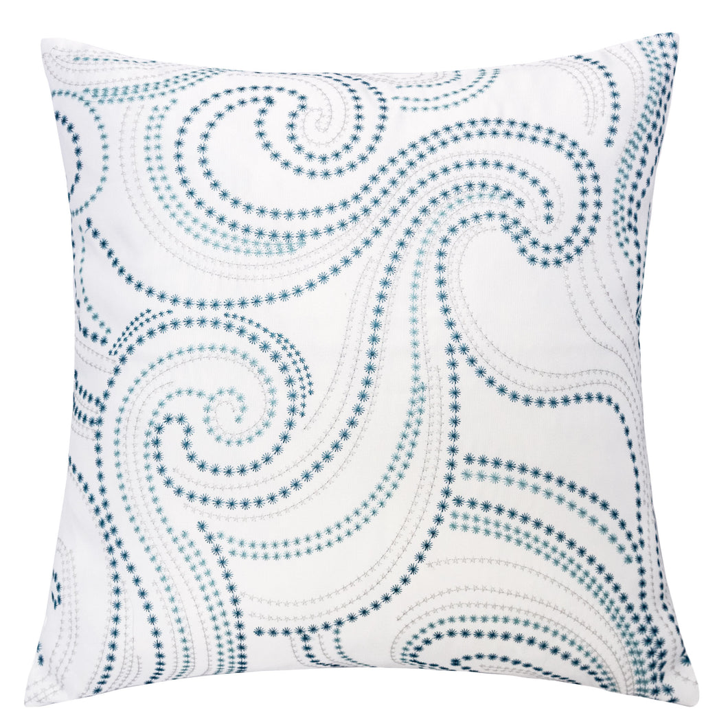 teal and white throw pillows