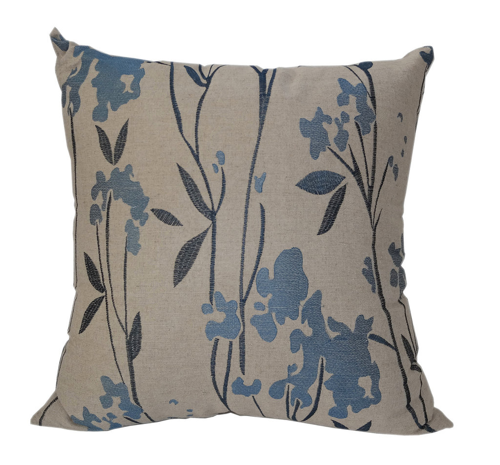 Embroidered Whimsical Lewisboro Floral Leaf Linen Poly throw pillow ...