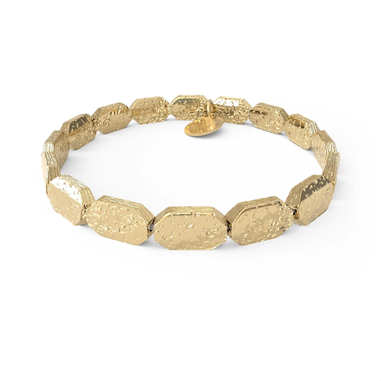 Creda Beads: Right On! Beaded Rectangular Hammered Stretch Bracelet