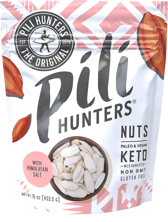 Image of Pili Hunters™ Sprouted Pili Nuts with PINK Himalayan Salt  PALEO VEGAN KETO WILD HARVESTER NON GM? GLUTEN FRE 