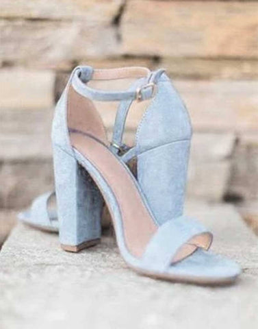 dusty blue chunky heel