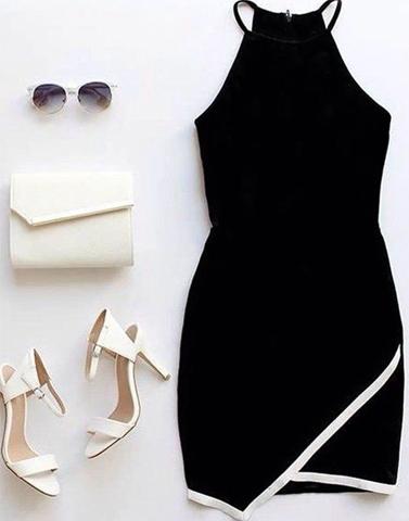 Black Bodycon Halter Neck Dress