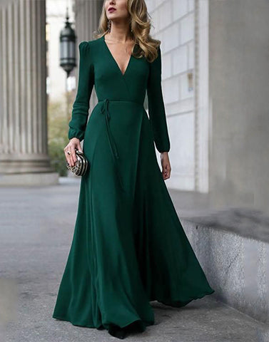 Stalk Emerald Green V-Neck Posh Gown – Street Style Stalk