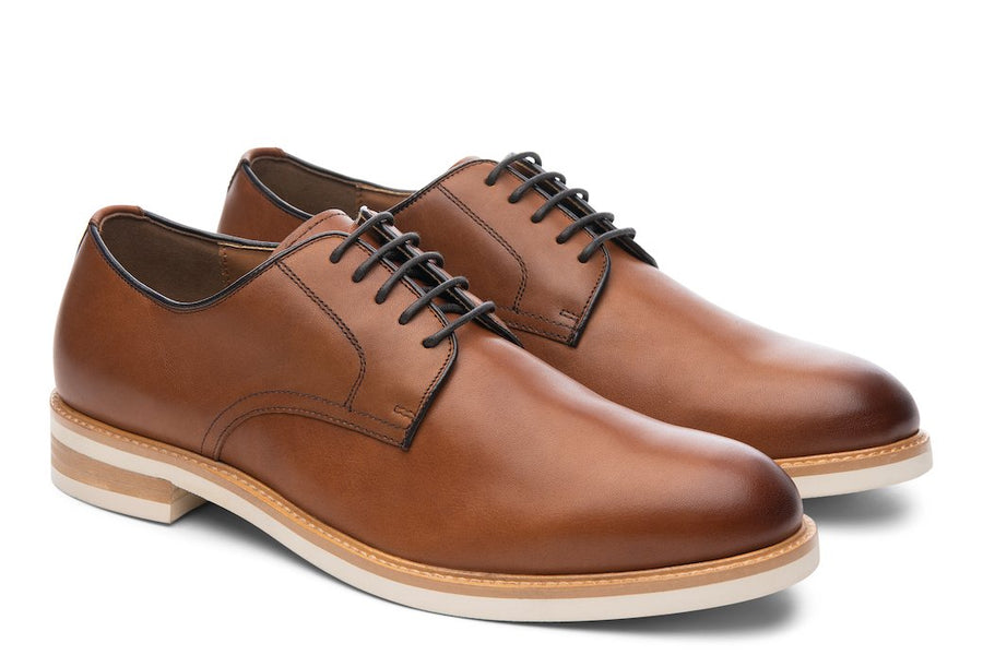 M2 Leather Plain Toe Derby in Cognac | Blake McKay - The M Series