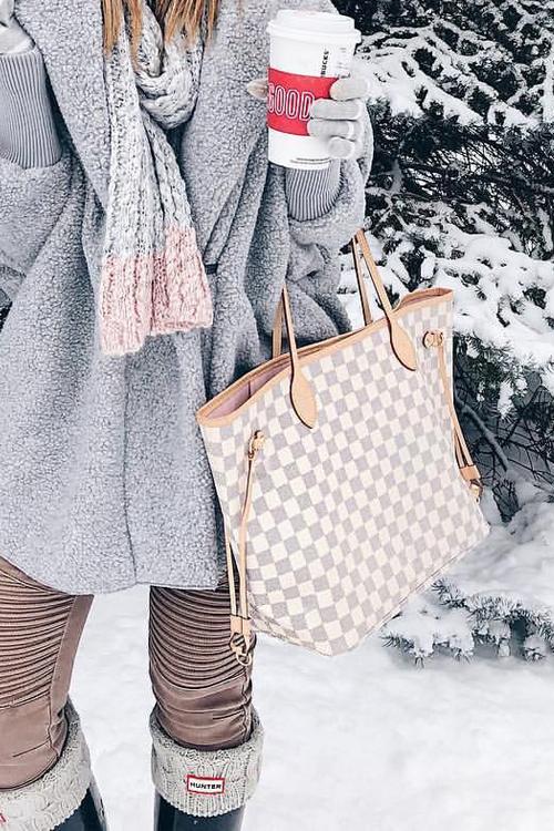 Check Tote Handbag with Clutch Wallet