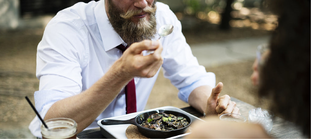 Eating with beard