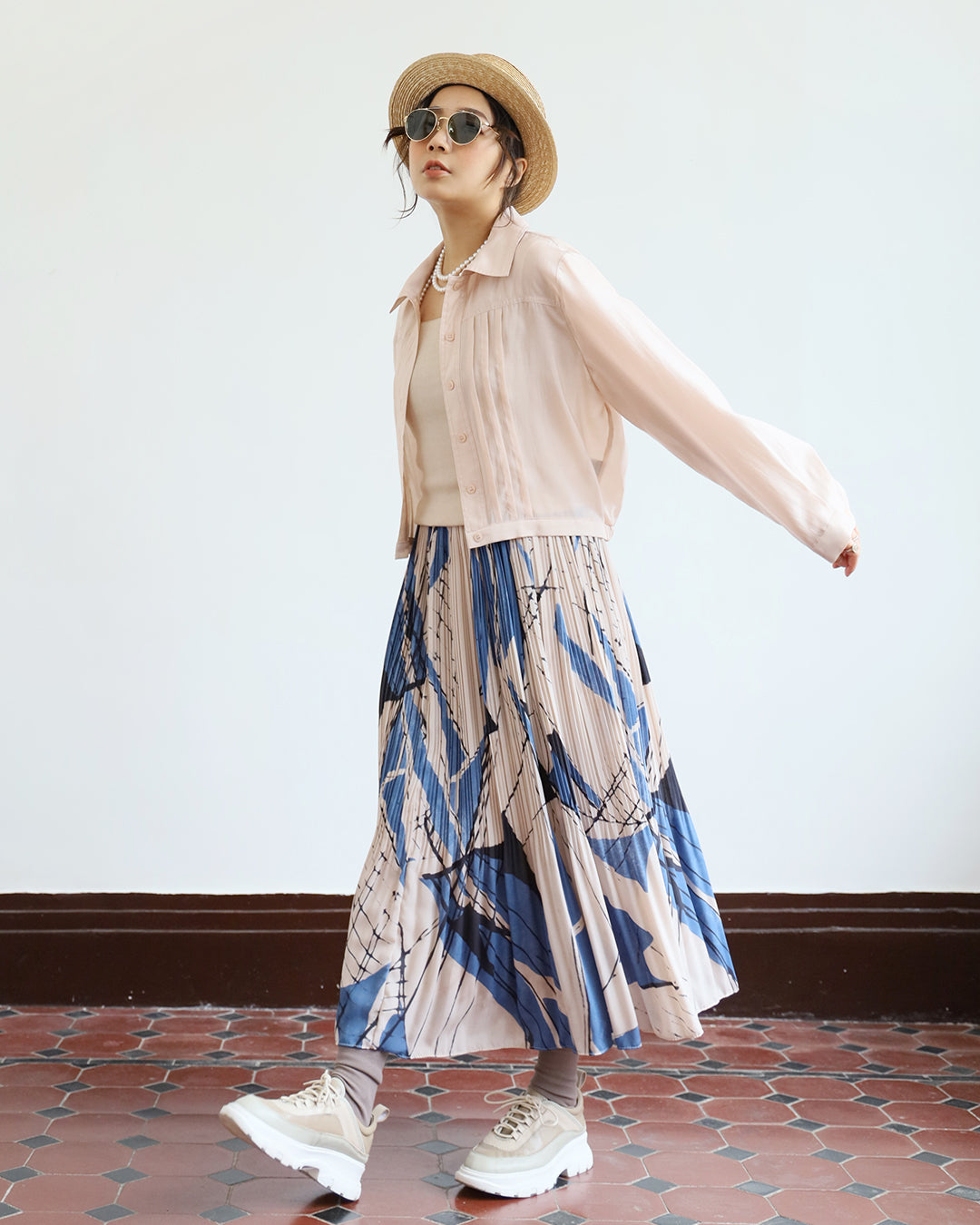 Pattern Pleated Skirt (2 Color)