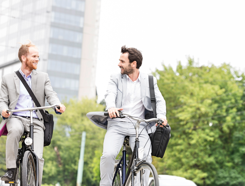 Biking Together with a friend, having fun