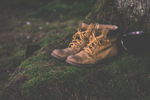 Hiking boots in nature