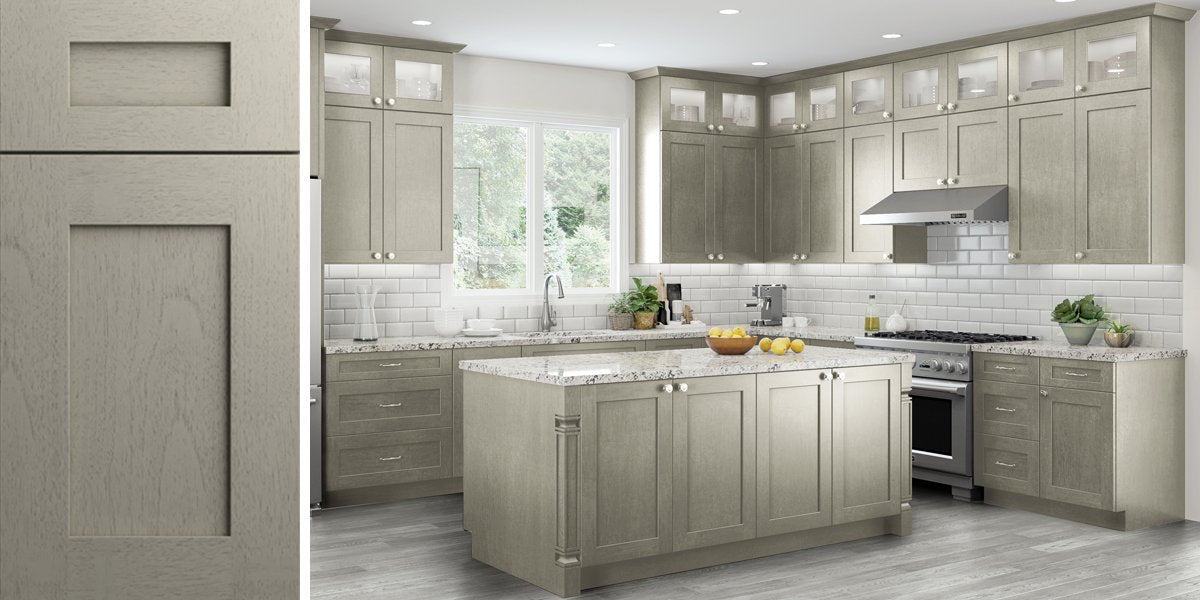 Elegant Stone Shaker Assembled Kitchen Cabinets - RTA Wood Cabinets