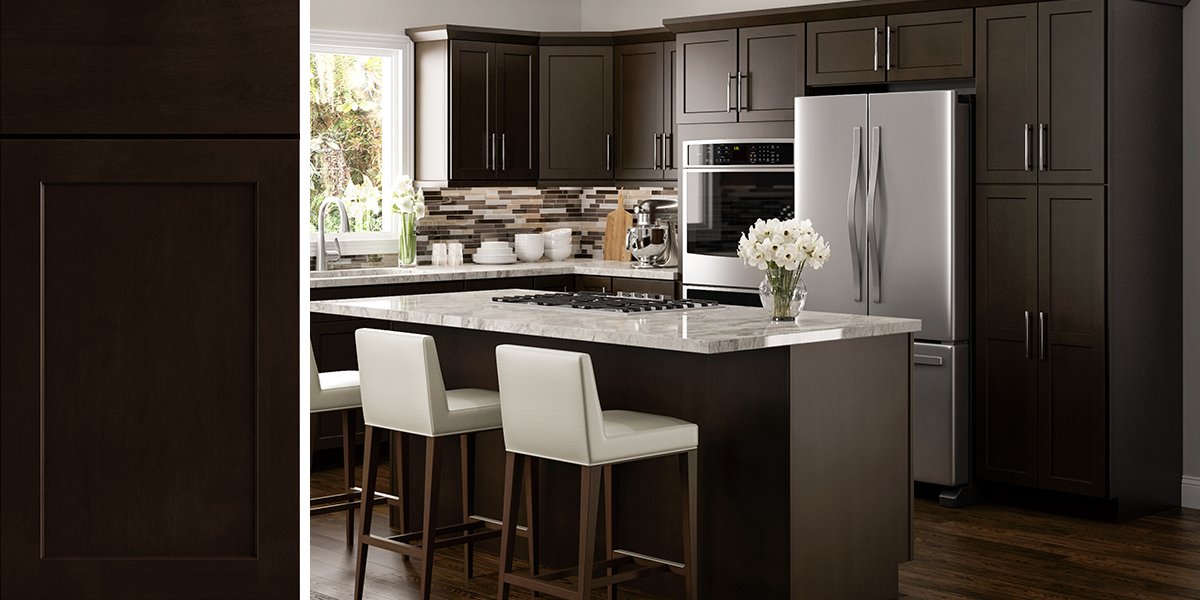 Espresso Shaker Kitchen Cabinets, Solid Wood Cabinet, Ready-to