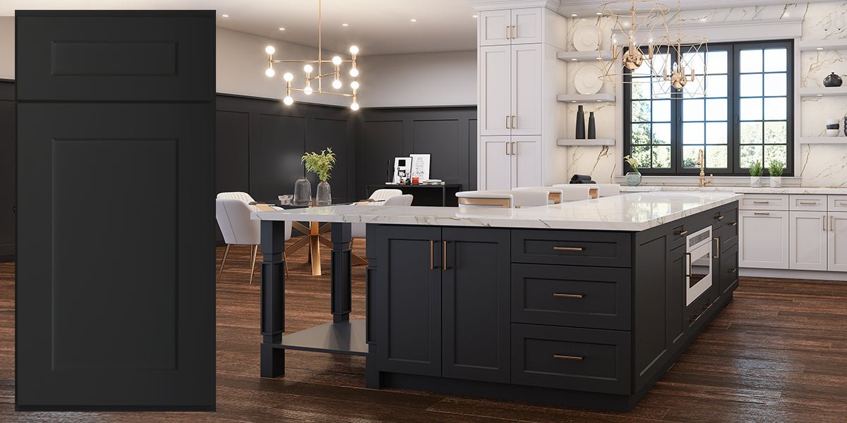 Highland Black Shaker RTA Kitchen Cabinets - Accent color – RTA Wood  Cabinets