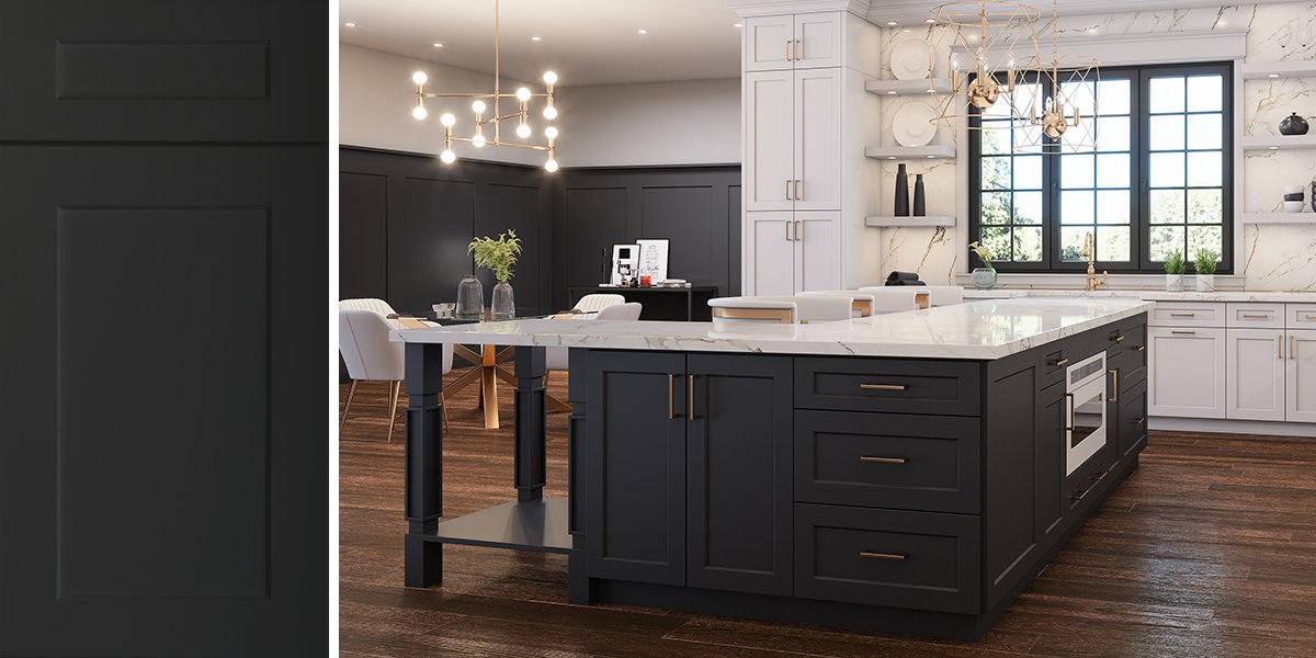 Highland Black Shaker RTA Kitchen Cabinets - Accent color – RTA Wood  Cabinets
