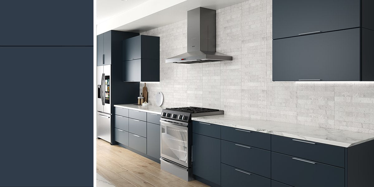 Navy Blue Shaker Frameless Kitchen Cabinets