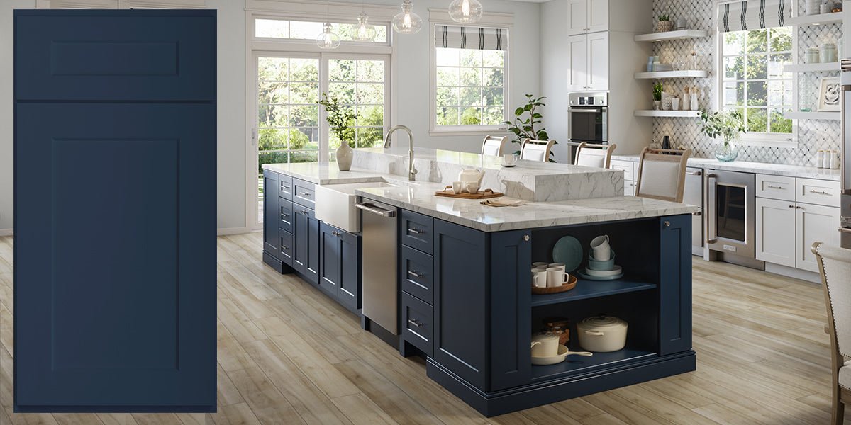 Navy Blue Shaker Frameless Kitchen Cabinets