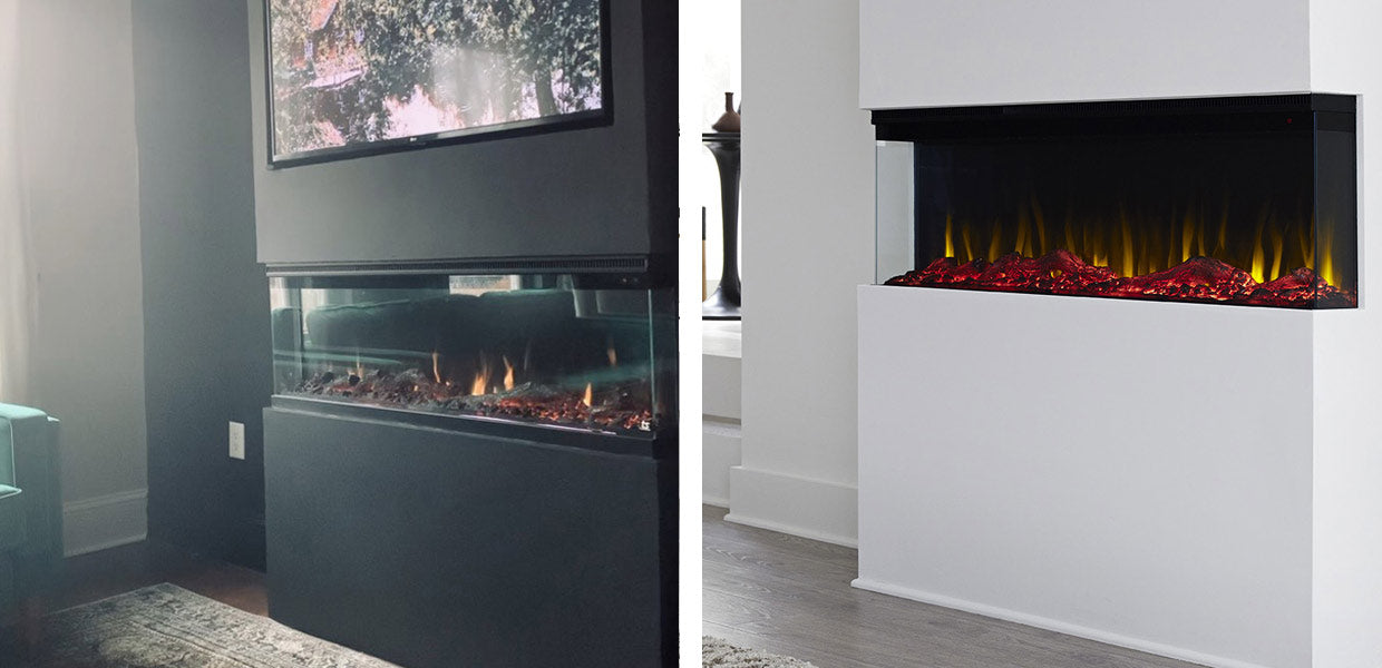 3 sided fireplace installations with Touchstone Sideline Infinity Electric Fireplace