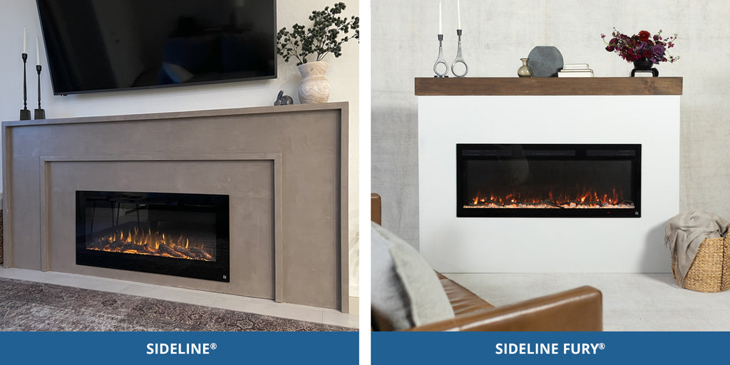 Comparison of Touchstone Sideline and Sideline Fury Smart Electric Fireplaces