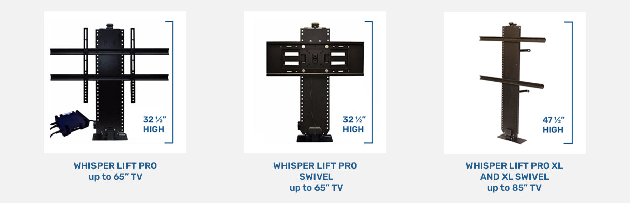 Compare Touchstone Whisper Lift TV Lift Mechanism heights