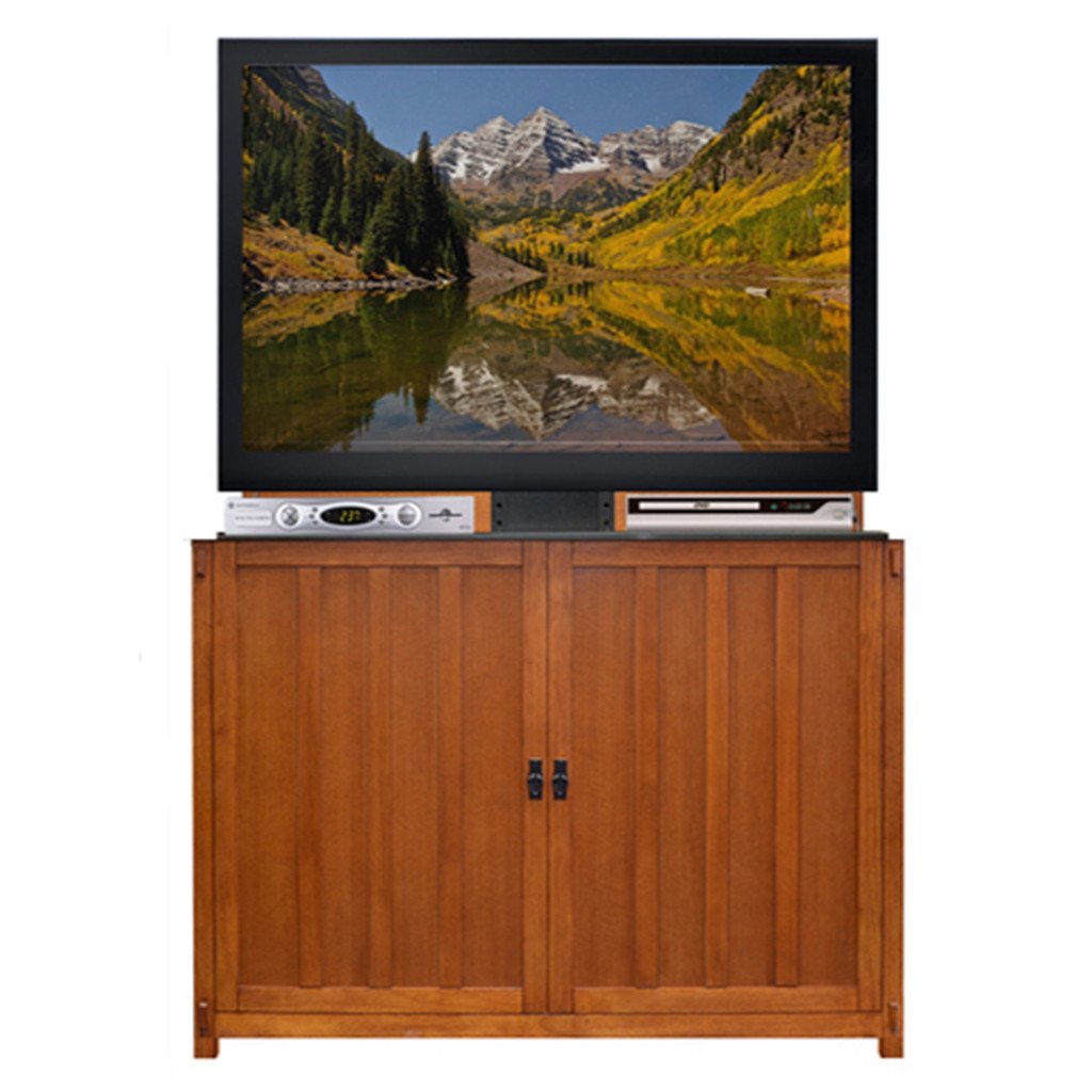 Beacon 360 Degree Swivel TV Lift Cabinet in Medium Brown Finish by  TVLIFTCABINET