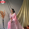 Baby Pink Silver Zari Linen Saree