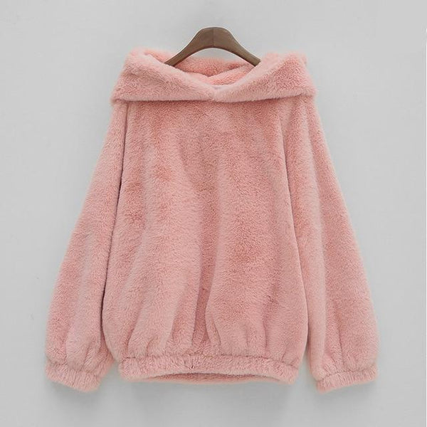 pink fluffy hoodie