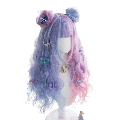 blue and purple wig