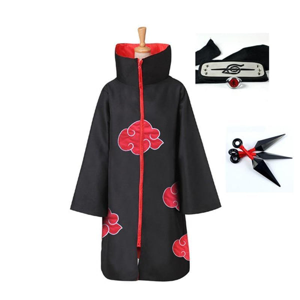 Naruto Itachi Uchiha Akatsuki Cloak Headwear Kunai 