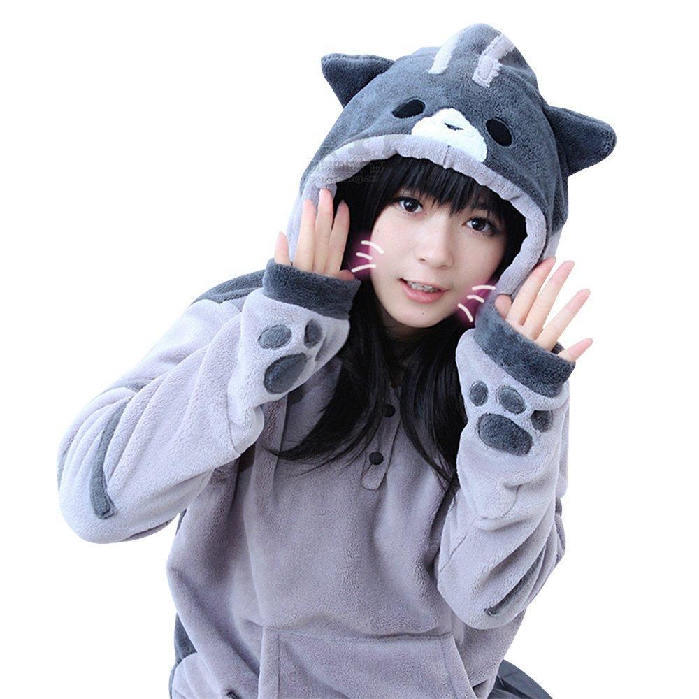 cat hoodie with ears and tail