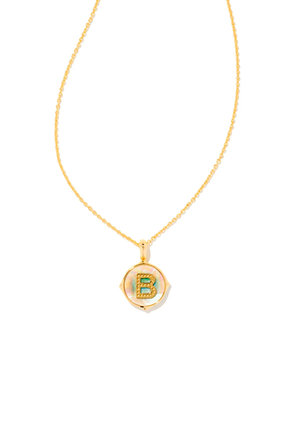 Elisa Gold Pendant Necklace in Navy Abalone