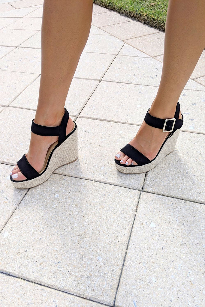 black espadrille wedge