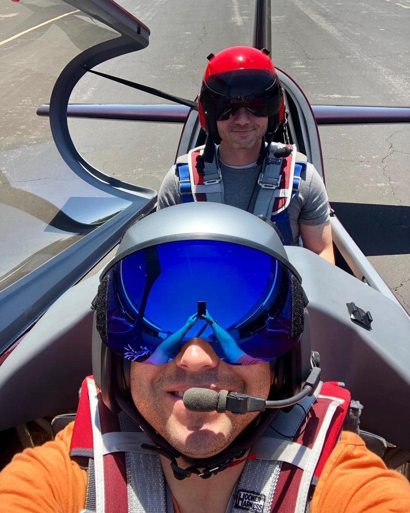 Mark Pollard and a student ready to head out for a training session both equipped with the AV-1 KOR Flight Helmet