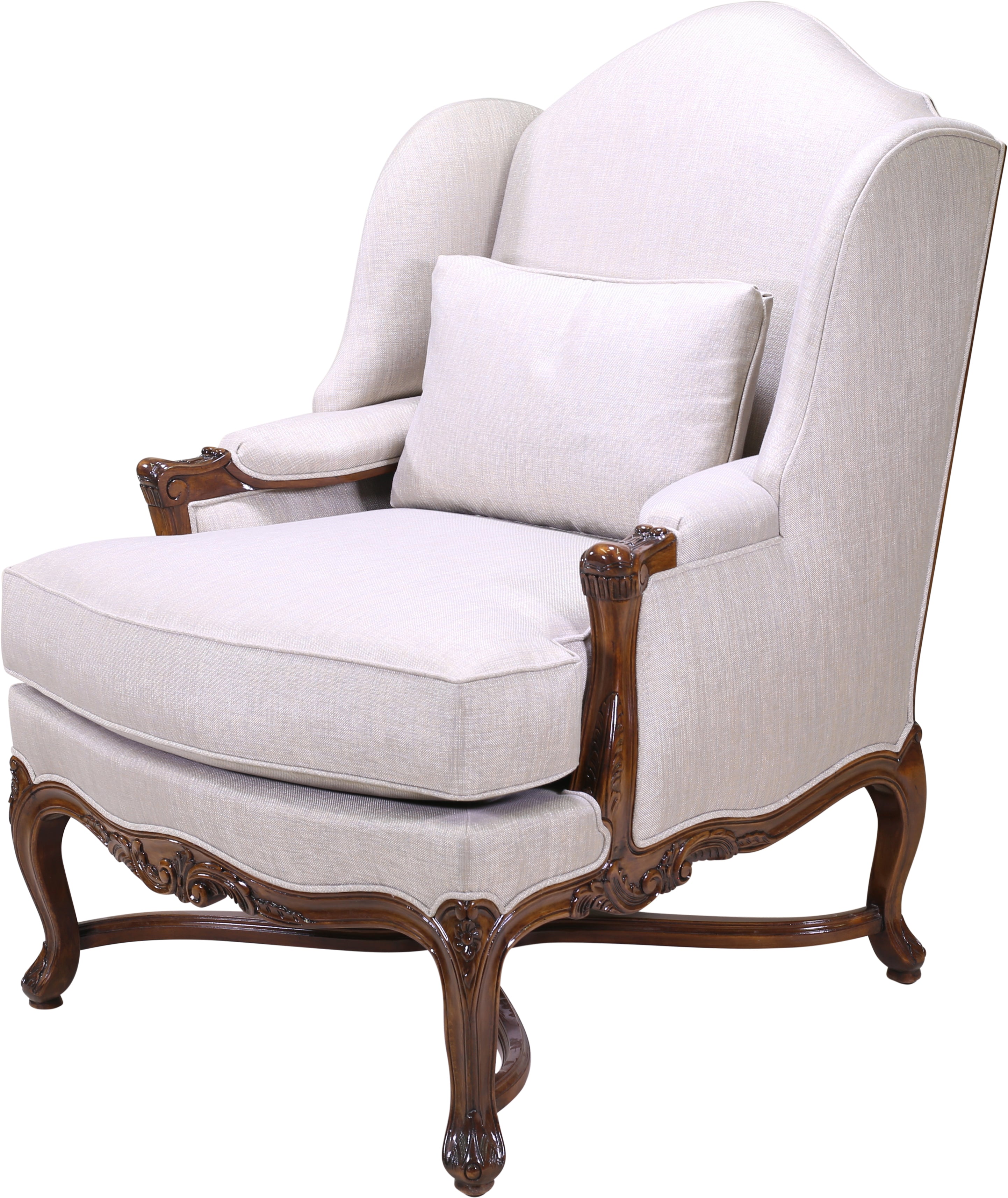 LARGE LOUIS XV STYLE WING BACK LOUNGE CHAIR William Switzer
