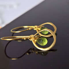 Peridot earrings in gold vermeil