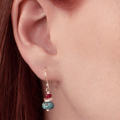 Woman wearing turquoise earring