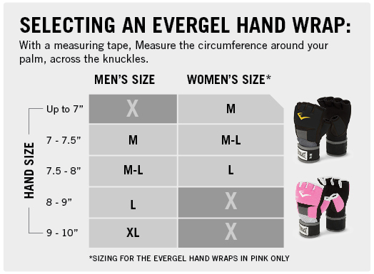 Everlast Evergel Hand Wraps Size Chart