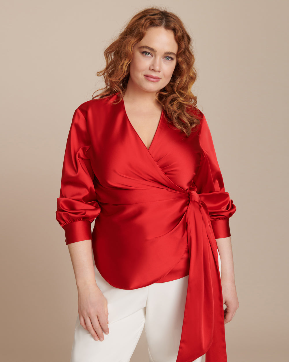 Jonathan Red Exclusive Satin Front Wrap 11 Honoré
