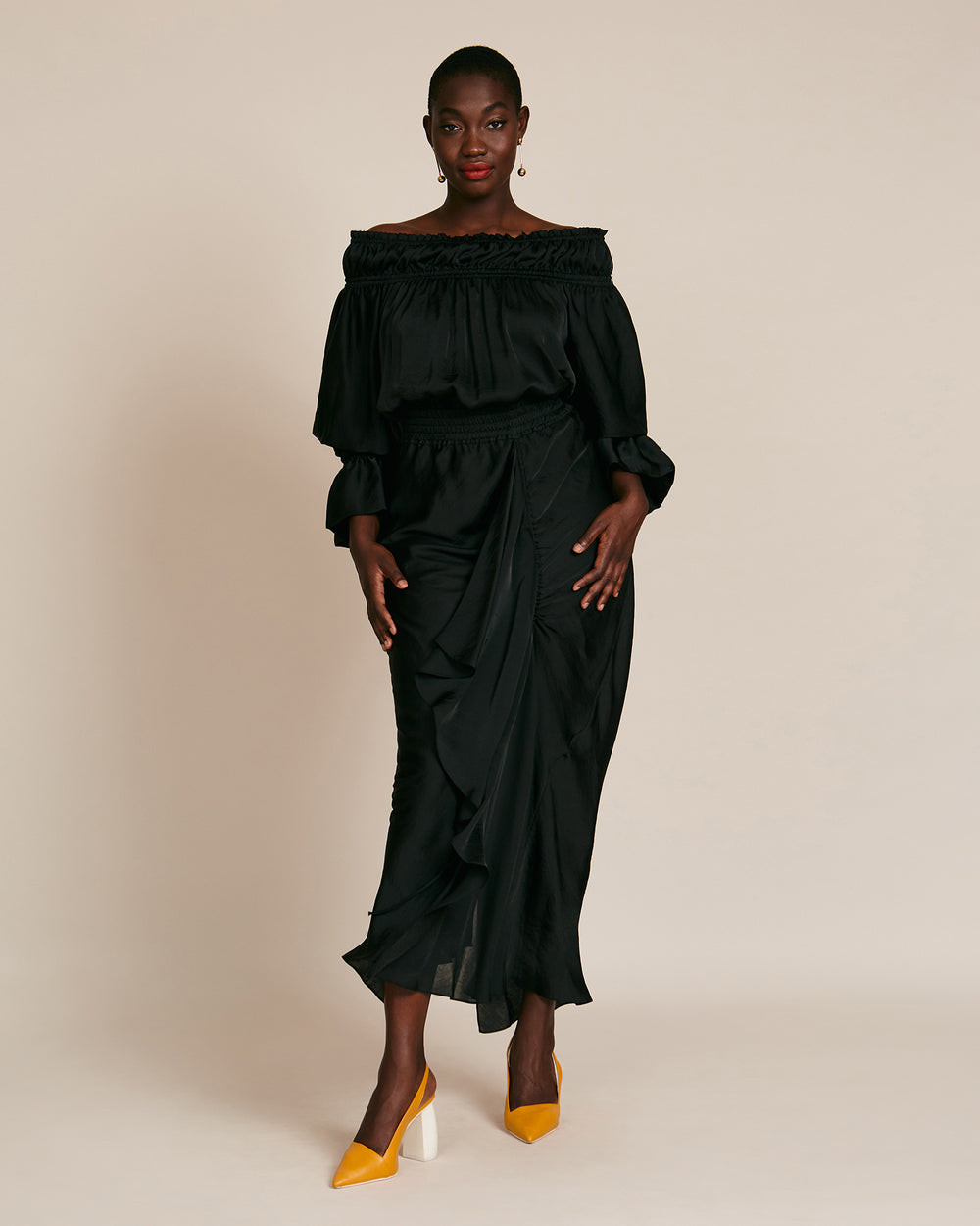 Juan Carlos Obando Black Peasant Flag Dress – 11 Honoré