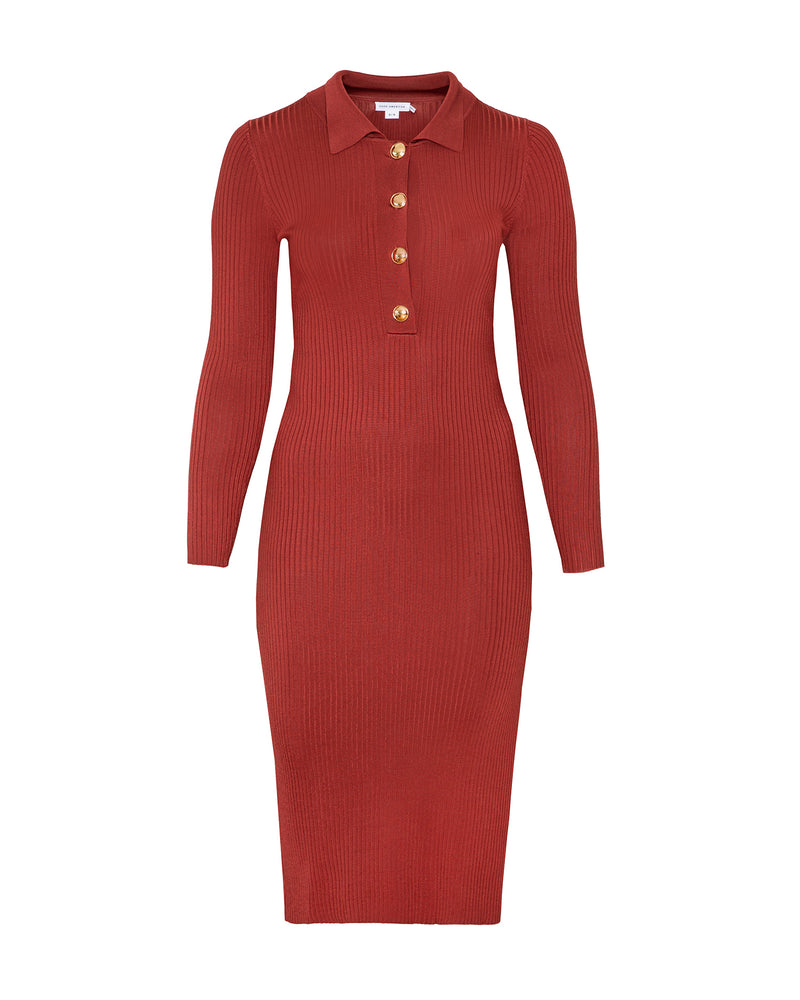 long sleeve polo midi dress