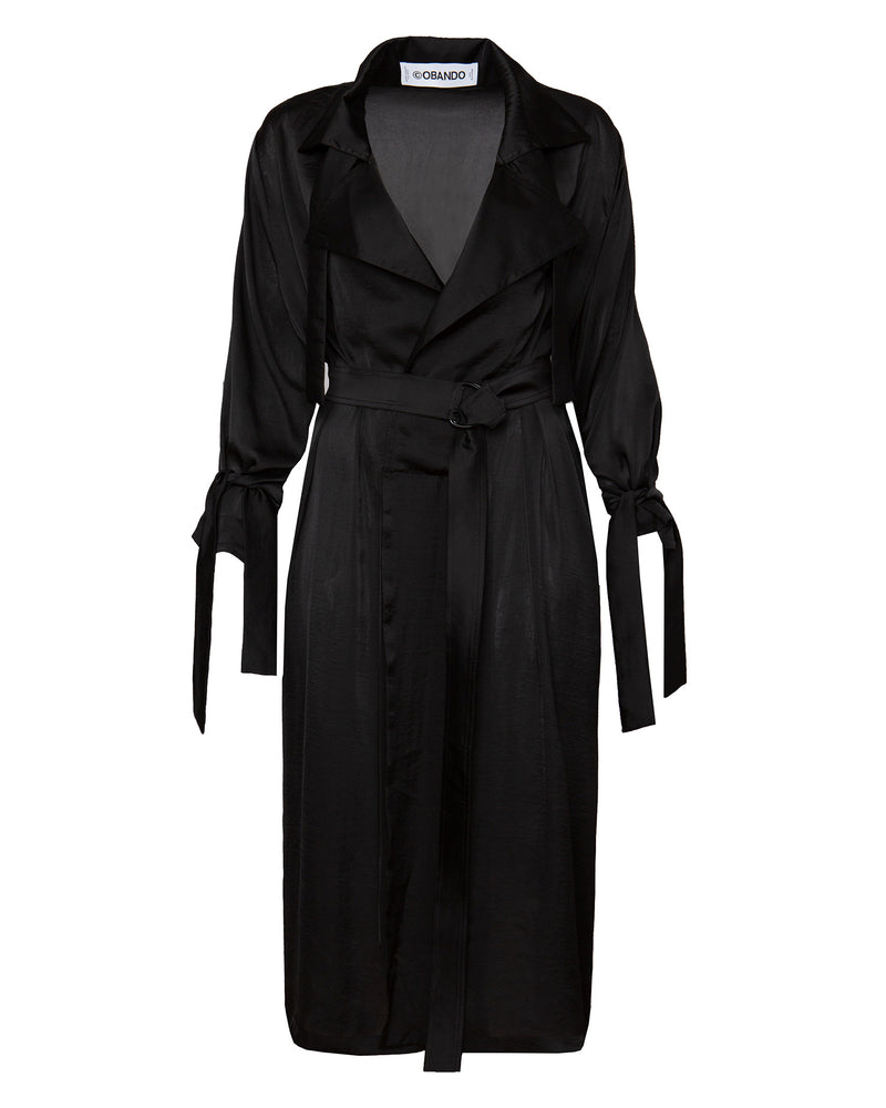 Juan Carlos Obando Black Streamer Trench Coat – 11 Honoré